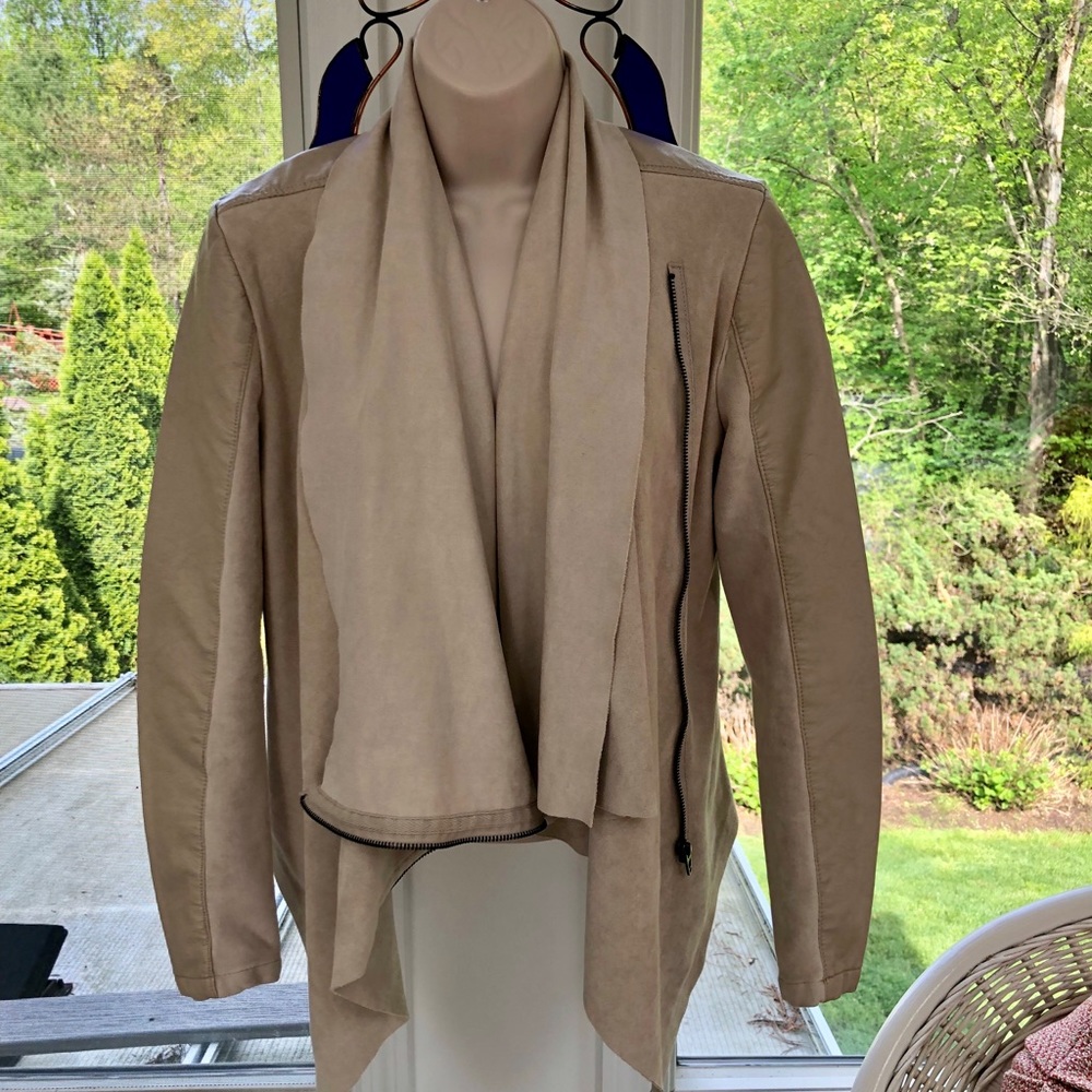 BLANKNYC NUDE LEATHER TRIM JACKET